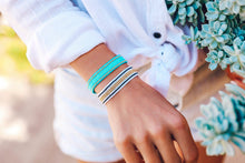Load image into Gallery viewer, Striped Beaded Bracelet Blue
