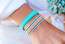 Load image into Gallery viewer, Striped Beaded Bracelet Black &amp; White
