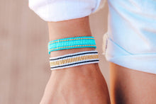 Load image into Gallery viewer, Striped Beaded Bracelet Blue
