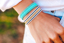 Load image into Gallery viewer, Striped Beaded Bracelet Blue
