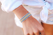 Load image into Gallery viewer, Striped Beaded Bracelet Black &amp; White
