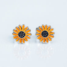 Load image into Gallery viewer, Enamel Sunflower Stud Earrings
