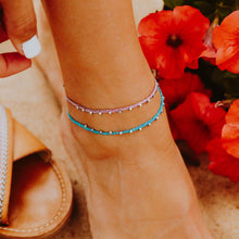 Load image into Gallery viewer, Silver Stitched Beaded Anklet
